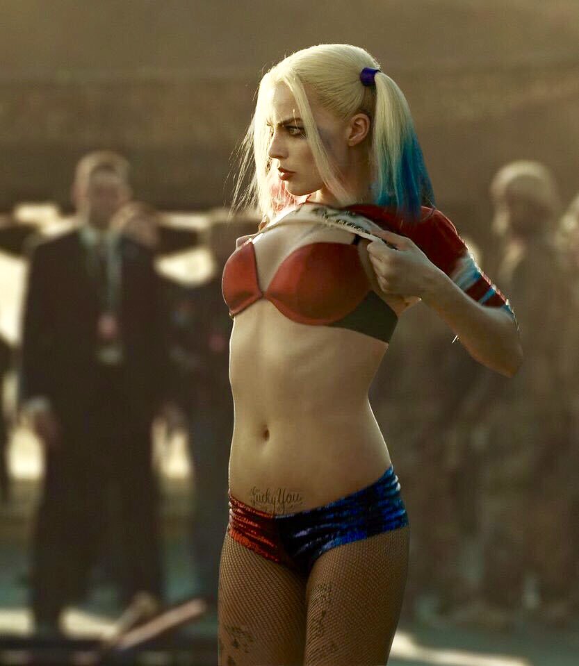 Margot Robbie as Harley Quinn being topless